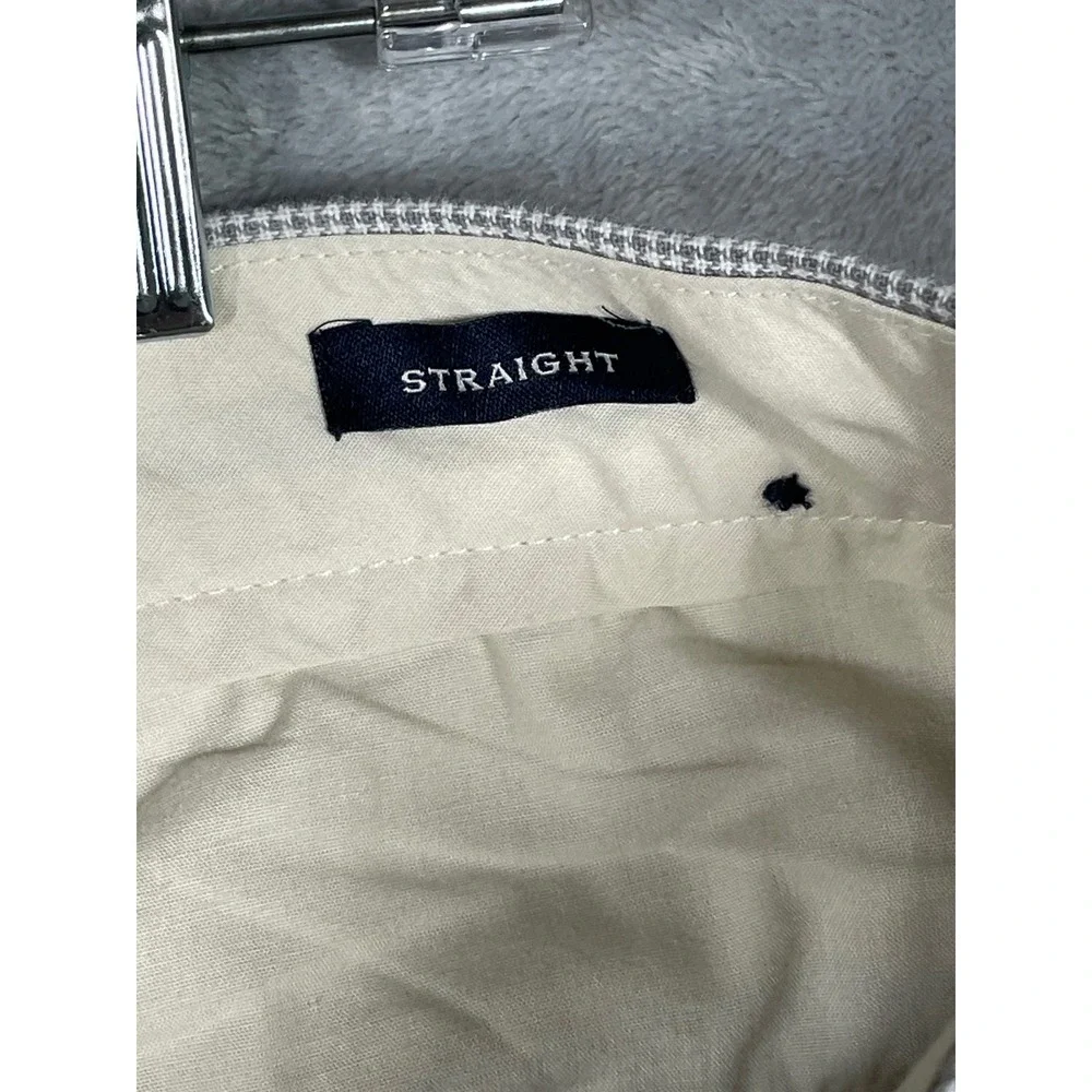 J.Crew Mens Straight Fit Linen Cotton Houndstooth Pants Grey White W33 L34